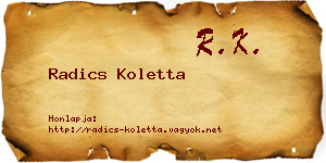 Radics Koletta névjegykártya